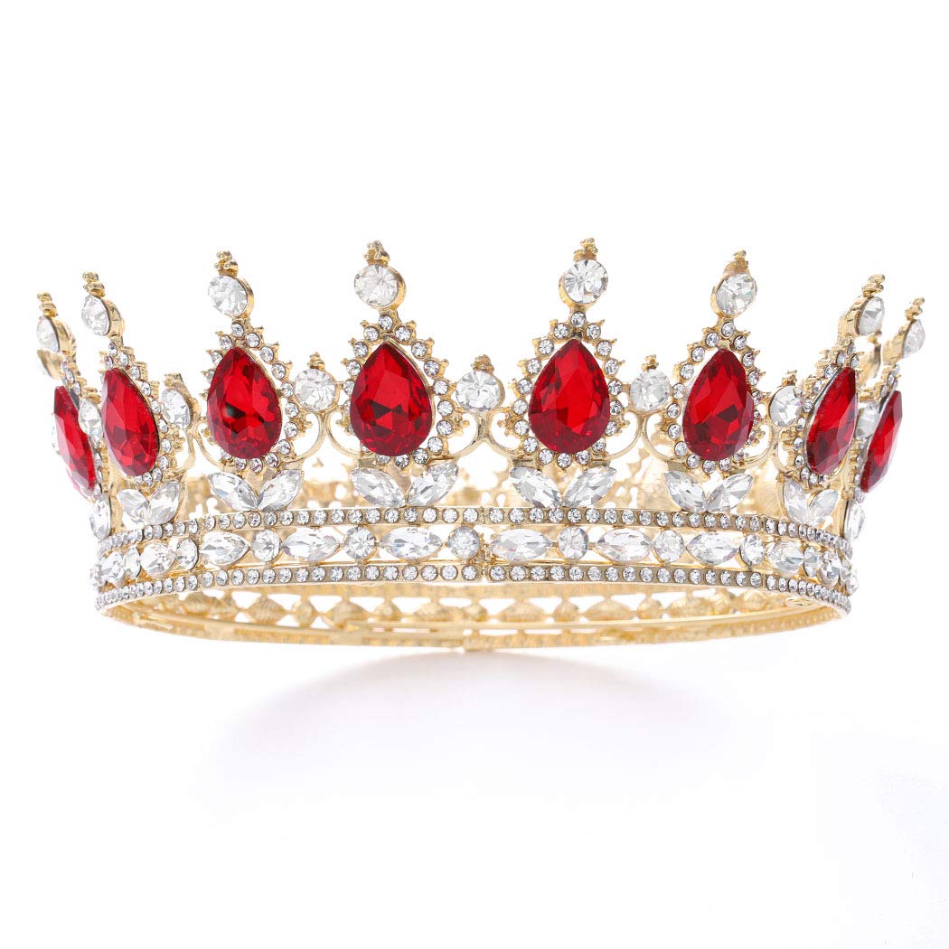 Foyte Baroque Queen Crown and Tiara Sparkly Rhinestone Wedding Crown Bride Tiaras Princess Full Round Tiaras Headpieces for Women