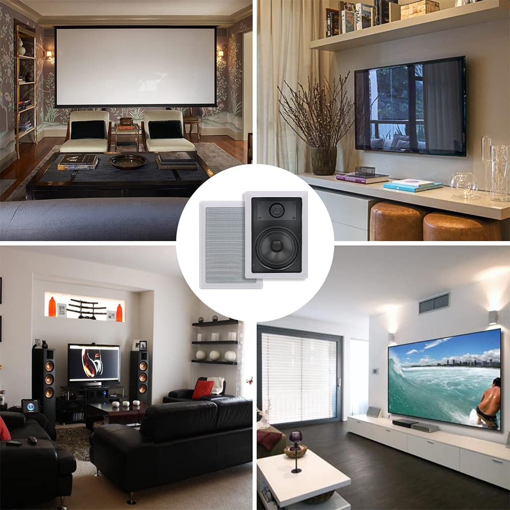 Herdio 5,25 Pouces Bluetooth Haut-parleurs de Plafond encastrés dans des Haut-parleurs muraux Parfaits pour la Maison, Le Salon, la Cuisine, Le Bureau