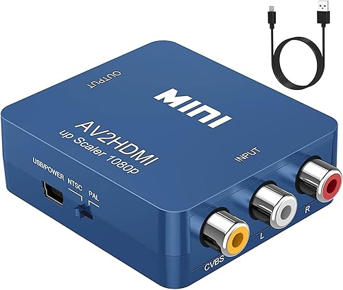 Vista 12 de ABLEWE RCA a HDMI, Convertidor de AV a HDMI, Adaptador convertidor de audio y video de 1080P Mini RCA Compuesto CVBS Compatible con PAL/NTSC