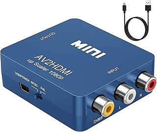 ABLEWE RCA to HDMI,AV to HDMI Converter, 1080P Mini RCA Composite CVBS Video Audio Converter Adapter Supporting PAL/NTSC for TV/PC/ PS3/ STB/Xbox VHS/VCR/Blue-Ray DVD Players, Blue