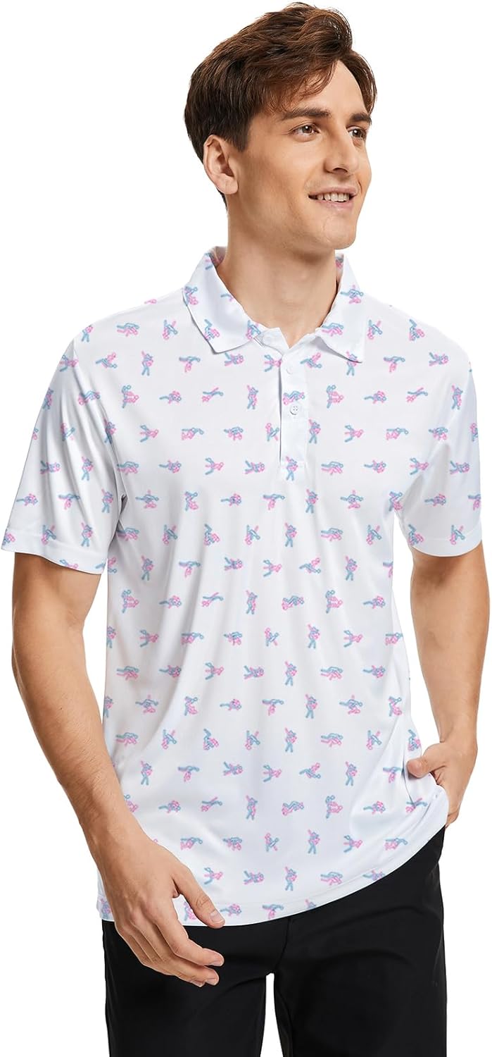 Funny Print Golf Shirts for Men Lightweight Dry-Fit Hawaiian Style Casual Polo with Stretch Fabric for Outdoor & Sports - Image 4