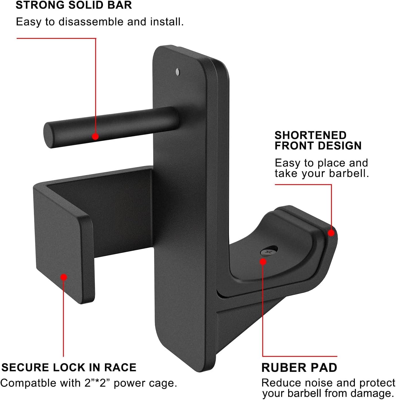 Kipika J-Hooks for 2'x2'and 3'x3' Power Rack - Bottom Reinforced Steel Hooks with Rubber Pad - Set of 2