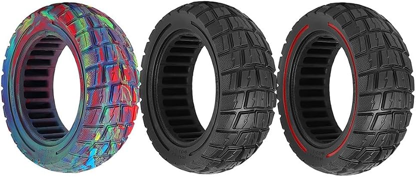90/65-6.5 Solid Tyre 11 Inch Off-Road Tubeless Tire for Zero 11X for DUALTRON for KAABO Scooters Deep Tread Anti-Slip Rubber Wheel Replacement(Red Line)