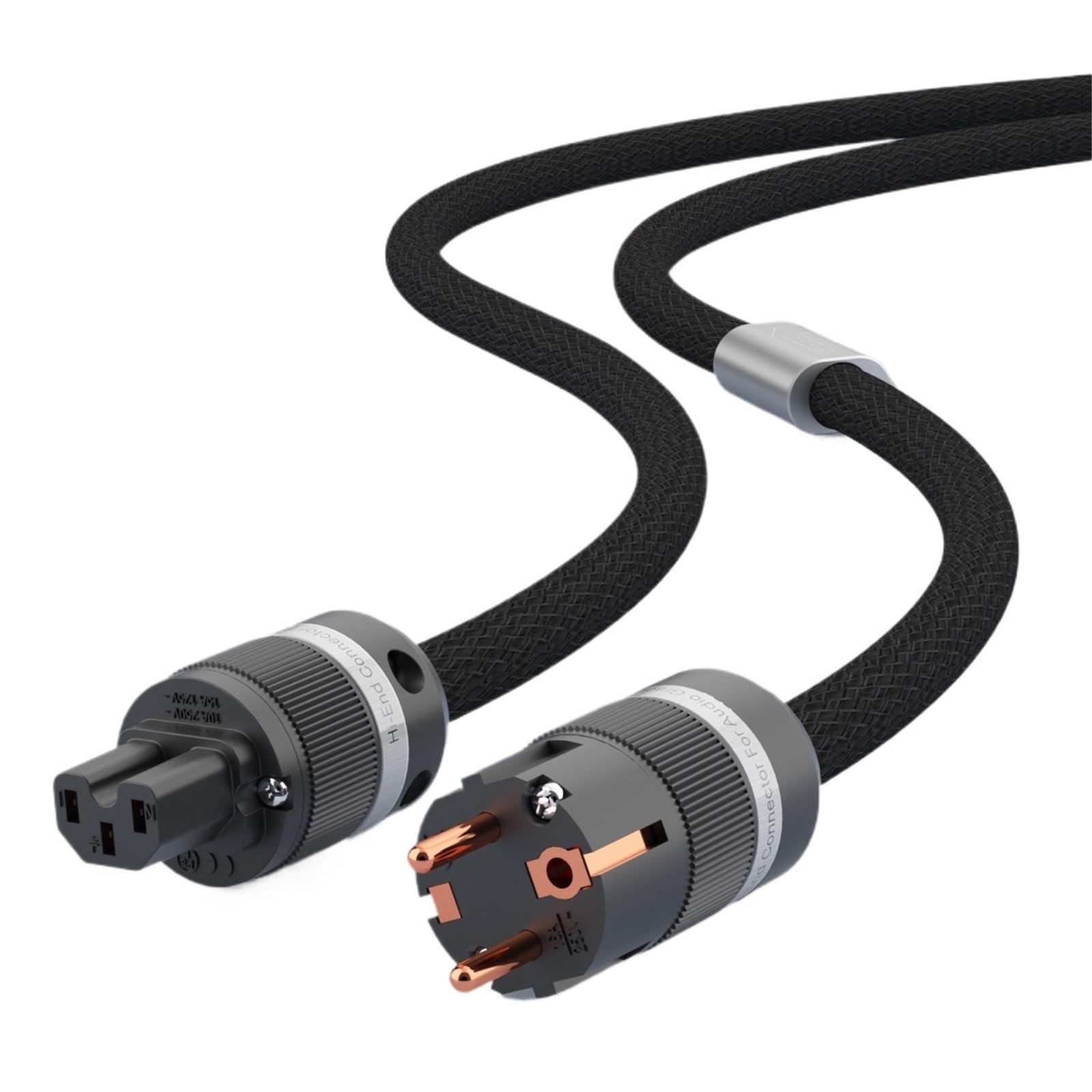 Cable de alimentación CA Schuko P903, Cable de alimentación CA for audiófilos con Conector IEC de Cobre Puro, Cable de alimentación HiFi.(1m)