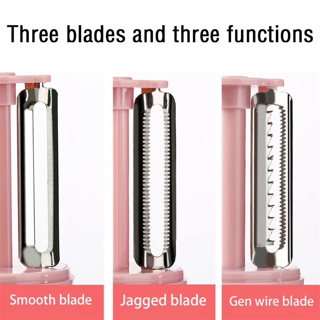 JFDBGU 3 in 1 Fruit and Vegetable Cutter Multifunctional Potato Peeler Carrot Grater(Pink)