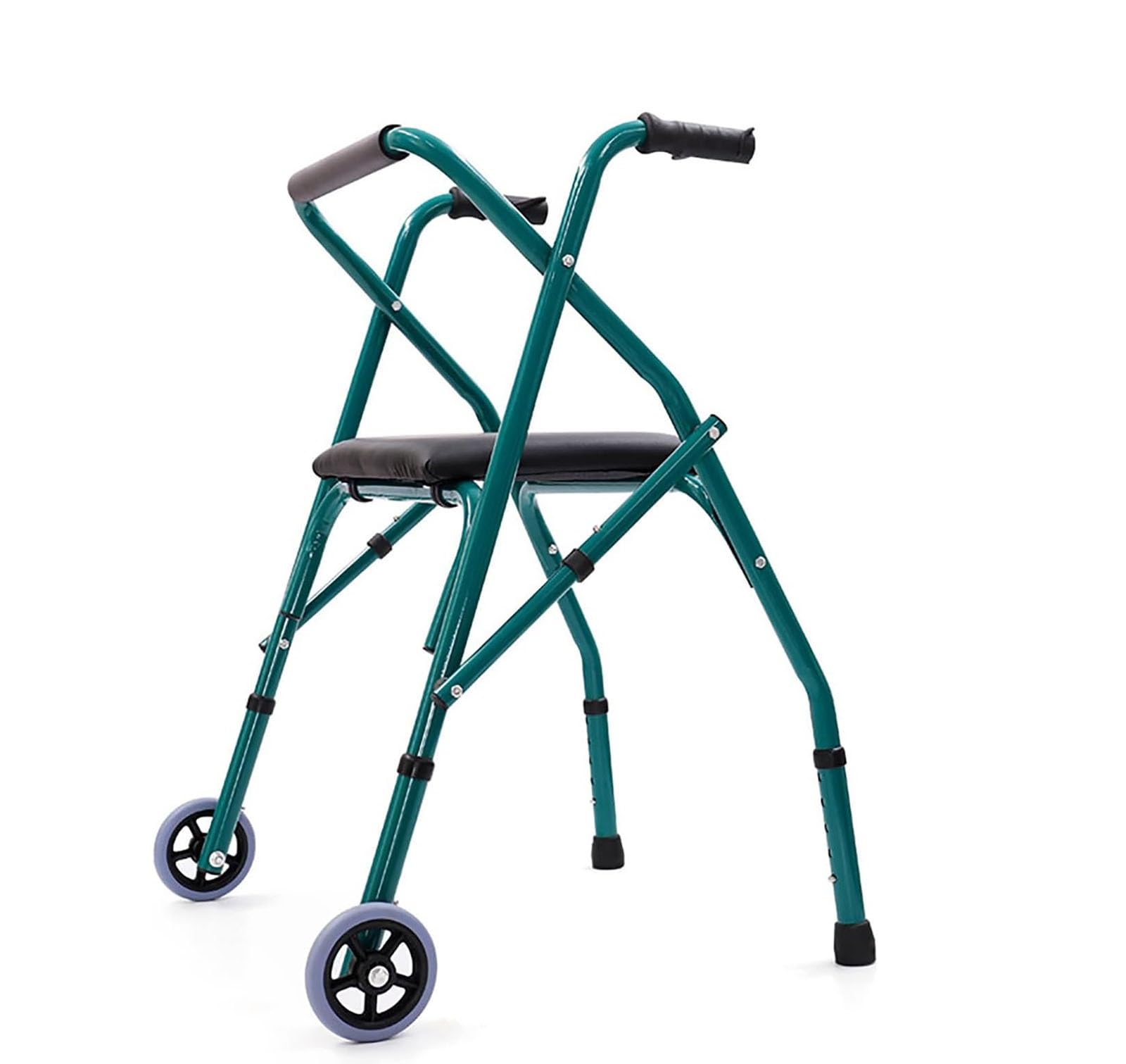 CEEBUS Andador para Ancianos 2 Ruedas, Ligero, Plegable, con Asiento, Verde, para Personas con Movilidad Reducida, Adulto/Senior, Aluminio