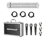 231S Dual 31 Band Graphic Equalizer Pro Audio Rack Mount EQ Bundle With (3) RockvilIe RCXFM20E-B 20 Foot Female to Male XLR Mic Cable & RockvilIe RMC-3PK Metal Wired With Metal Case (3 Items)