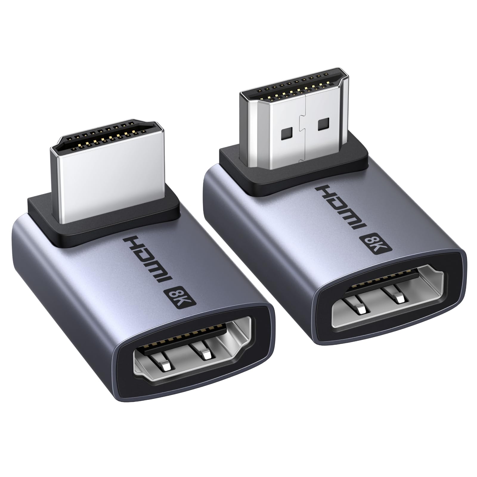 UGREEN Adattatore HDMI 2.1 8K Gradi 90 e 270 2 Pezzi 8K 60Hz 4K 240Hz Bidirezionale Adattatore HDMI Maschio Femmina 48Gbps eARC HDR Alluminio Compatibile con PC HDTV Proiettore Monitor PS5 4 Xbox