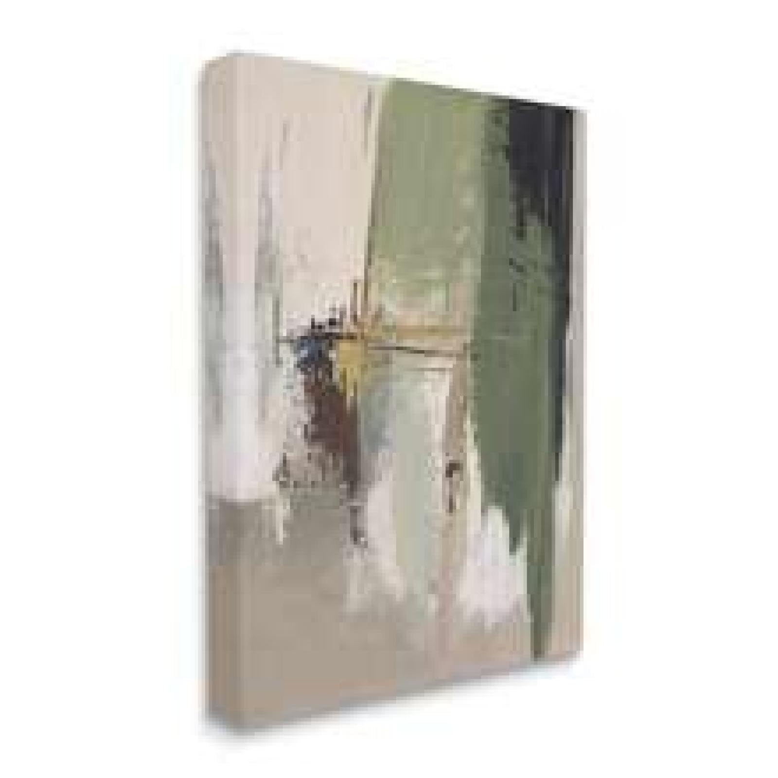 Décoration murale pour murs vides avec tableau abstrait vert et beige encadré - 8