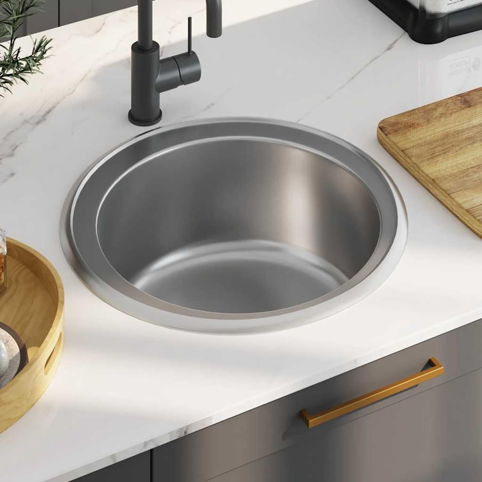 Gecheer Fregadero de Cocina de Acero Inoxidable Profundo, Resistente a Manchas y arañazos, con colador y sifón Modelo LYKLRZJ-145071ES