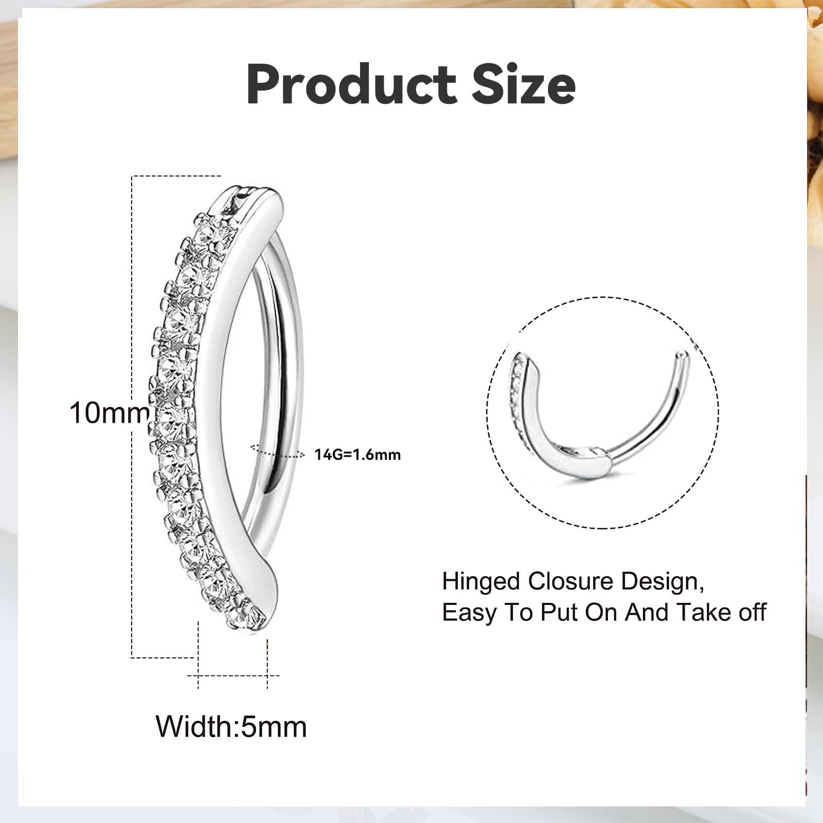 14G Piercing Ombligo Aro, Clicker Piercing para el Ombligo de Titanio Hipoalergénicos Pirsin Anillos con Circonita Cúbica, Joyería Cuerpo para Mujeres y Niñas
