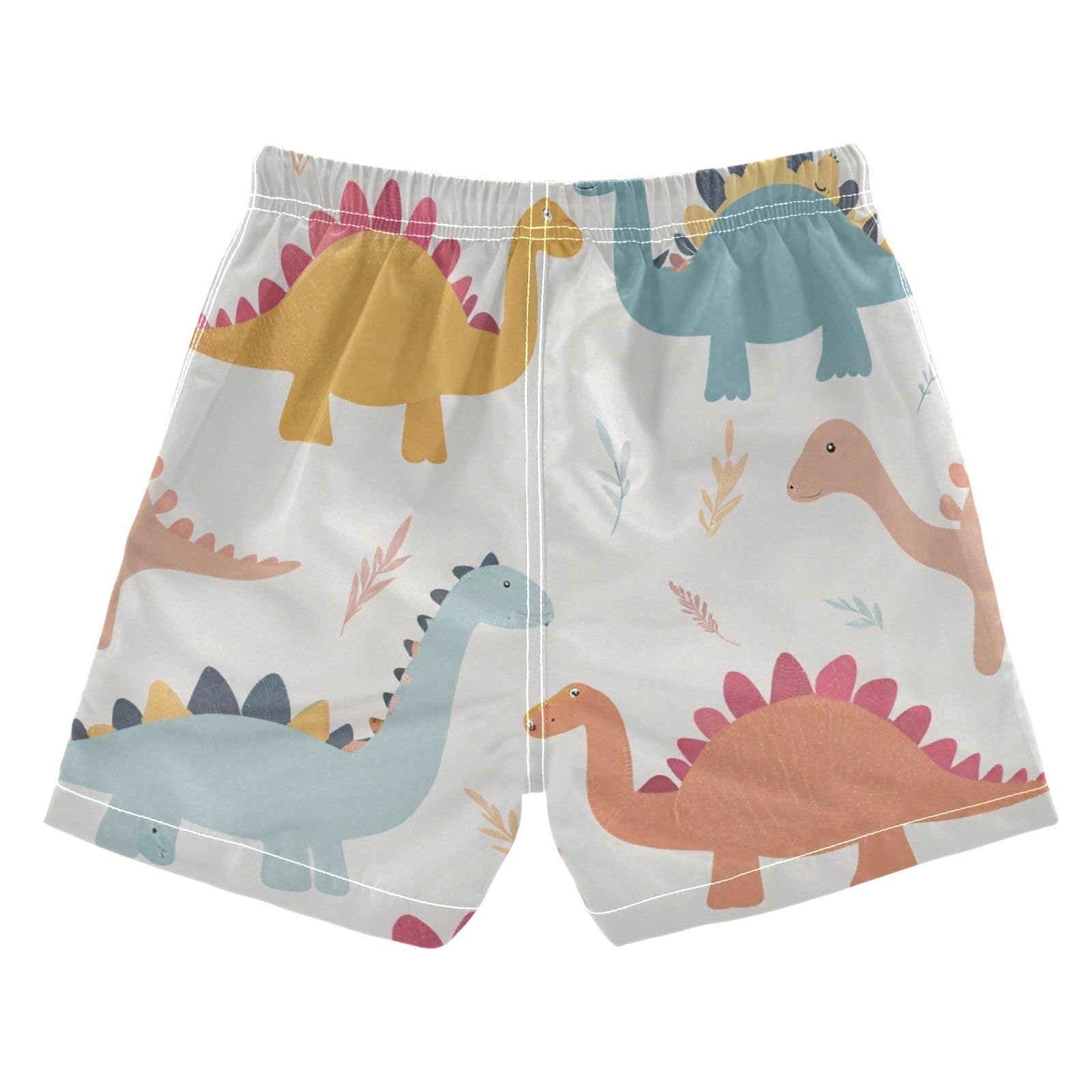 YANENDIE Boy Swim Trunks Cute Dinosaurs Summer Beach Quick Dry Swimsuit Bathing Suit, 2-8T