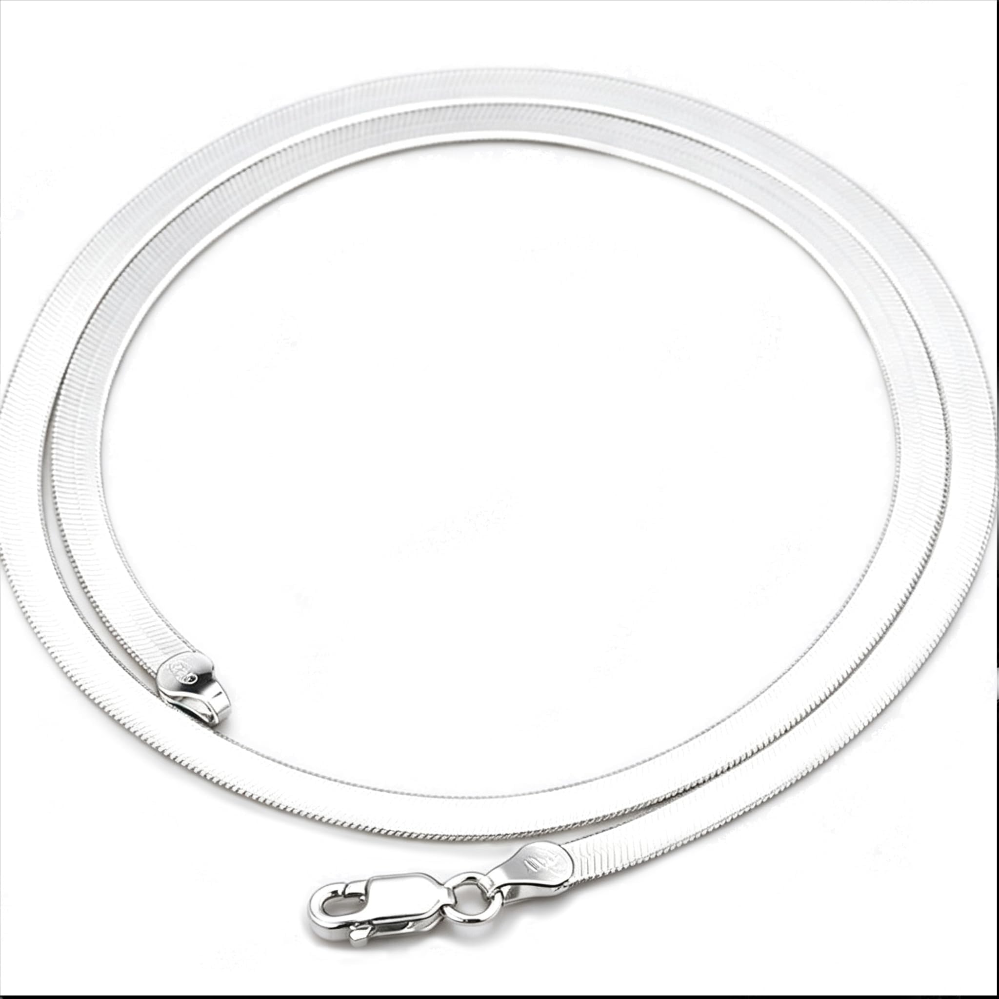 WANGJ 925 Silver Necklace 4MM Snake Chain Men Women Couple Sterling Silver Jewelry Blade Chain, 55cm