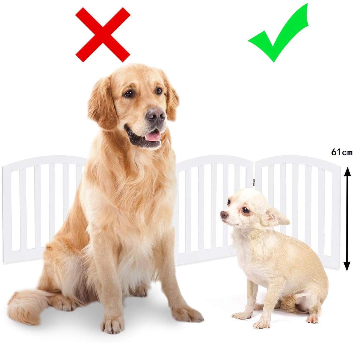 COSTWAY Barrera de Seguridad para Perros Mascotas Valla Protección de Madera Plegable para Habitación Puerta Escalera (Blanco)