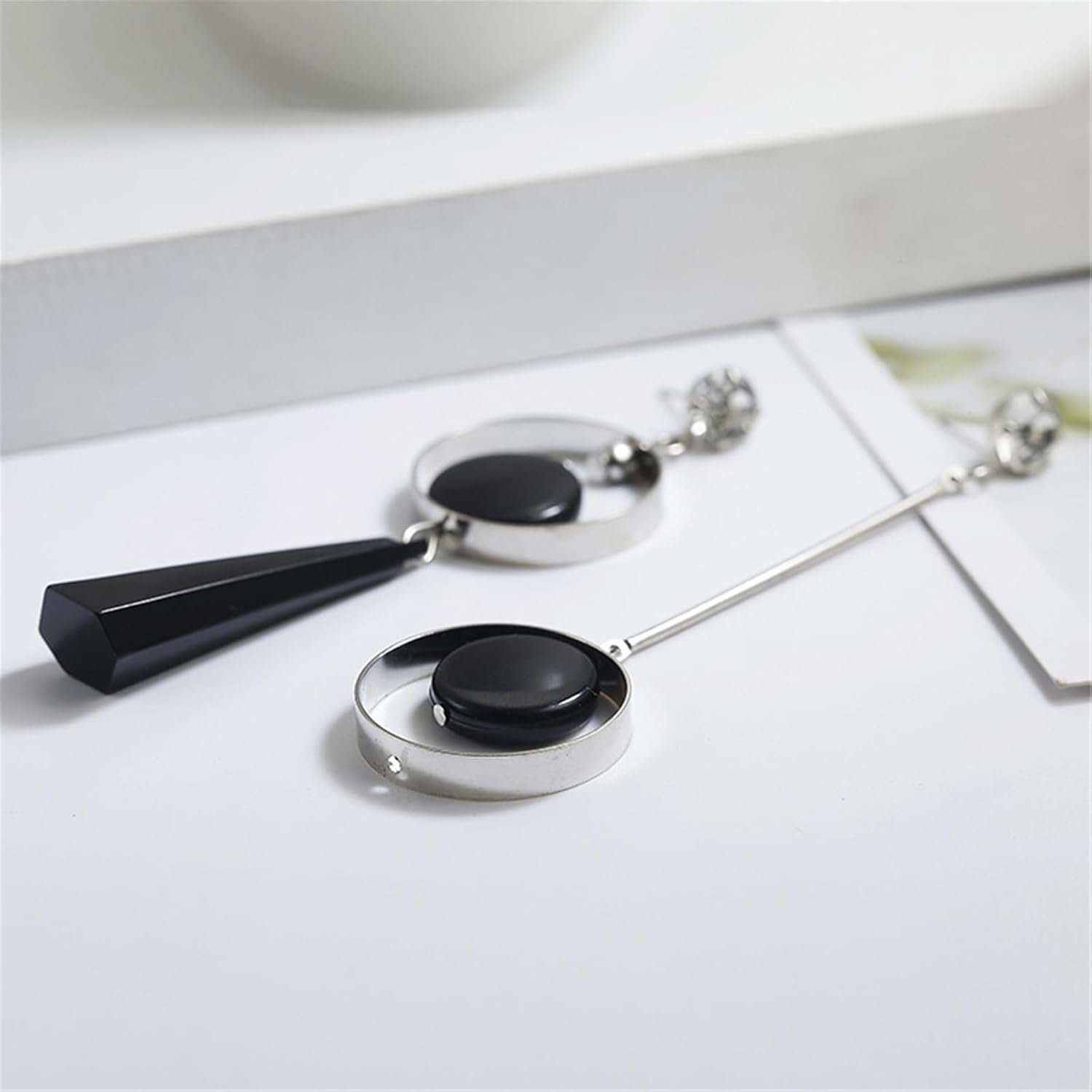 Statement Earrings for Women Fashion Gold Silver Plated Long Asymmetrical Black Triangle Round Geometric Hollow Dangle Drop Tassel Earrings Jewelry Gifts - Image 6