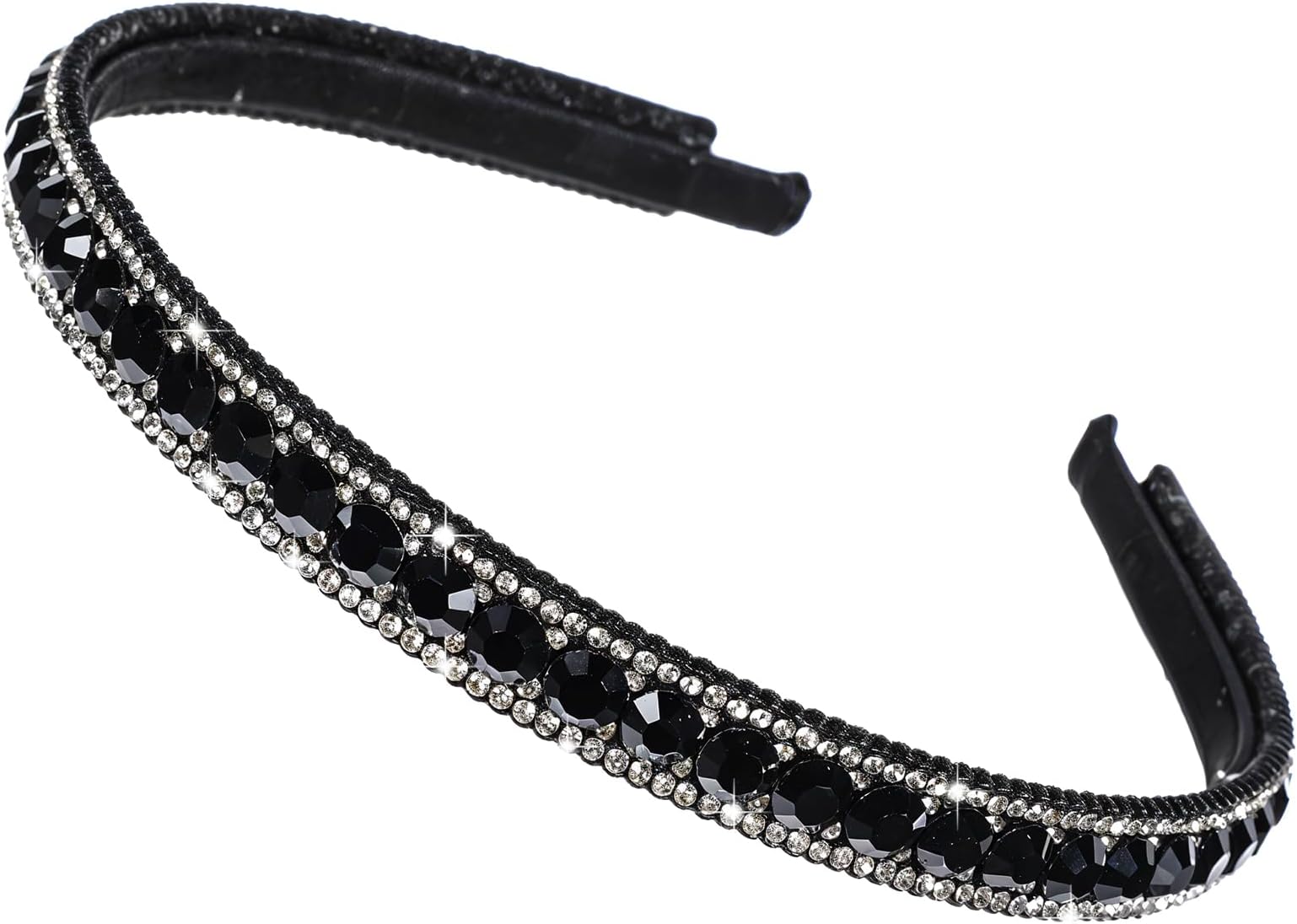 Black Rhinestone Headband Glitter Crystal Headbands Non-Slip Rhinestone Headbands Black Narrow Bling Hair Band for Women Gifts