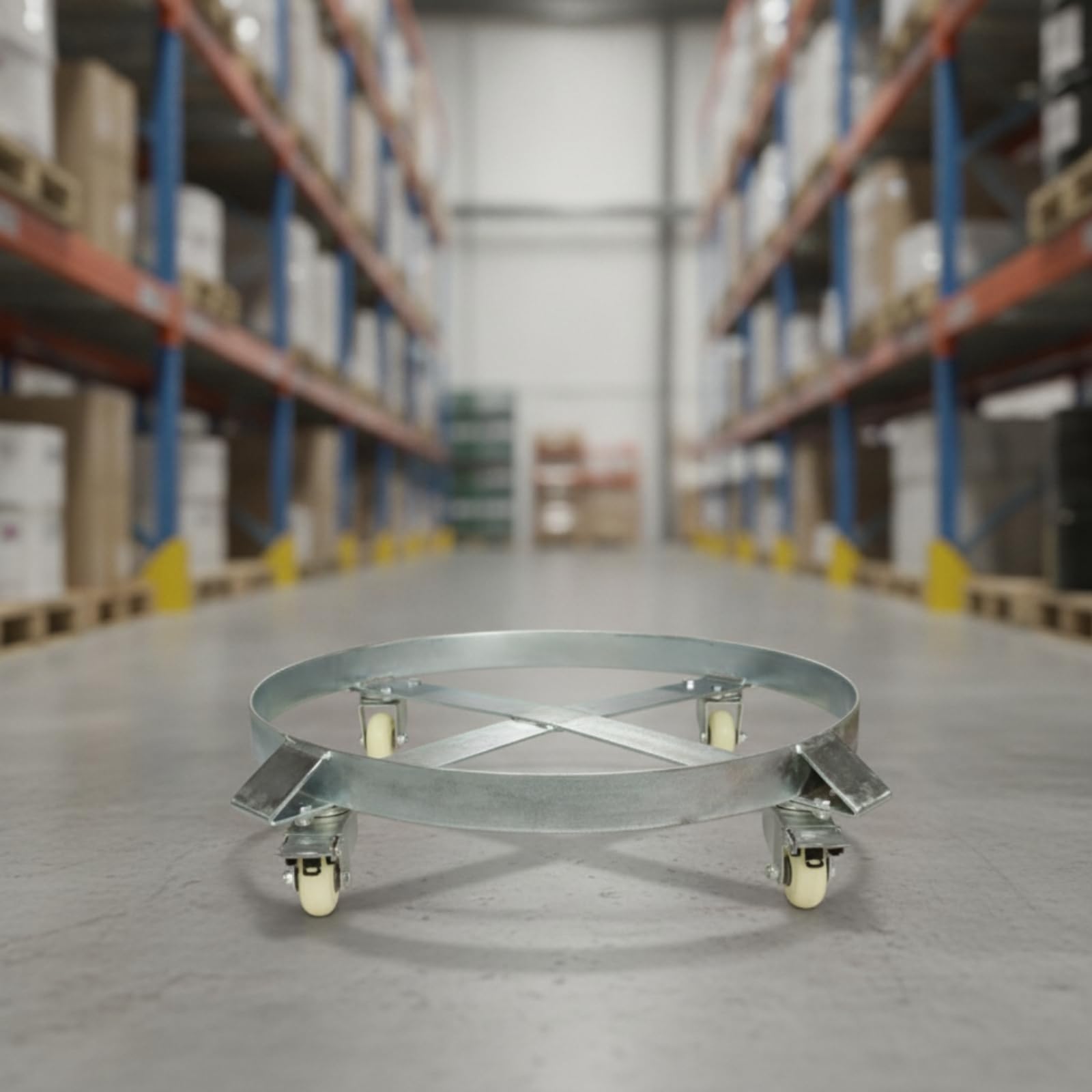 Carrello per Fusti Barile Piattaforma con Ruote Supporto per Contenitori Cilindrici Struttura Acciaio al Carbonio Uso Adatto a Magazzini Fabbriche Officine