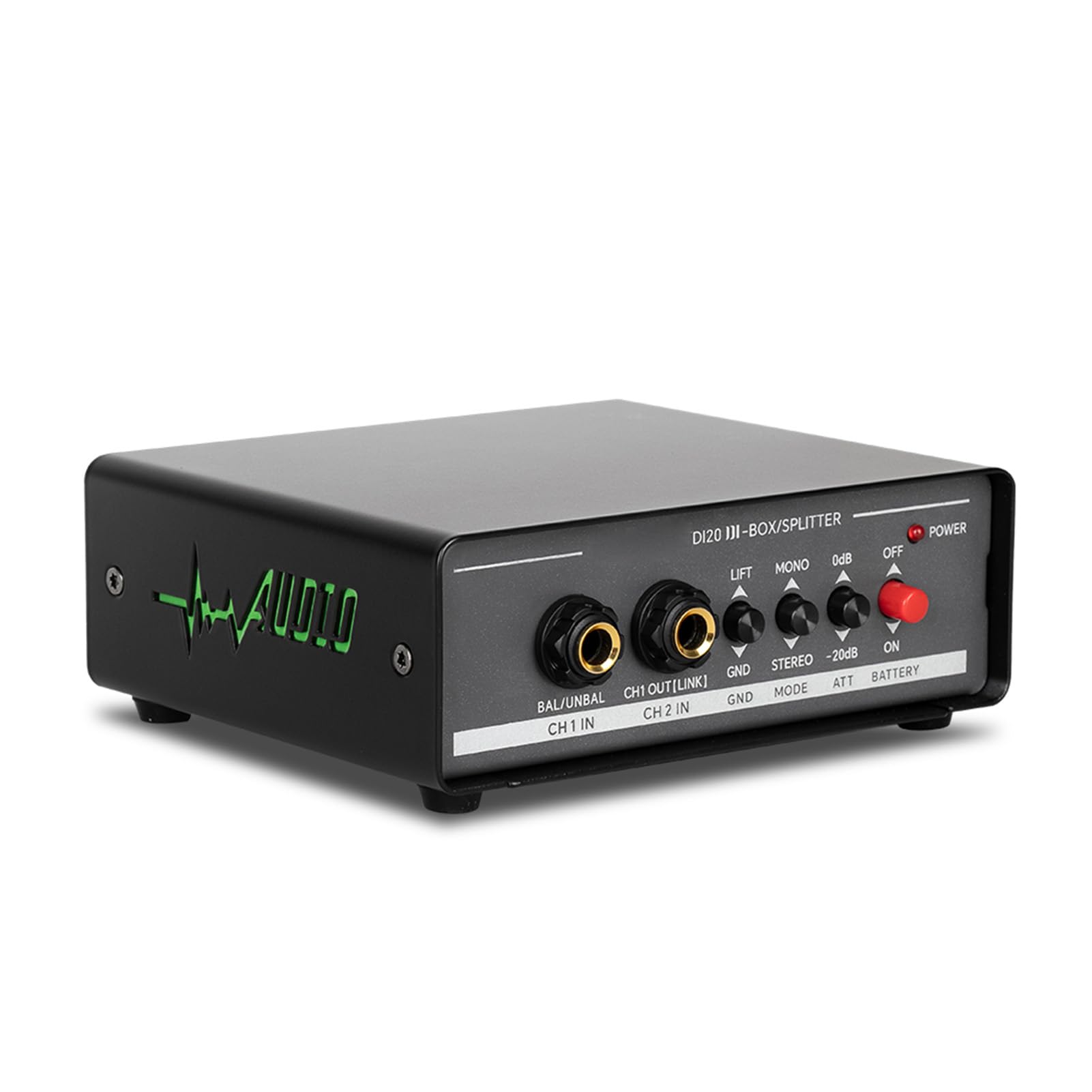 Luocute DI Box Attivo, Interfaccia Audio Bilanciata a Doppio Canale con Isolatore DI Terra Risposta in Frequenza 20Hz 20kHz, Box Audio a Iniezione Diretta per Studi DI Registrazione DI