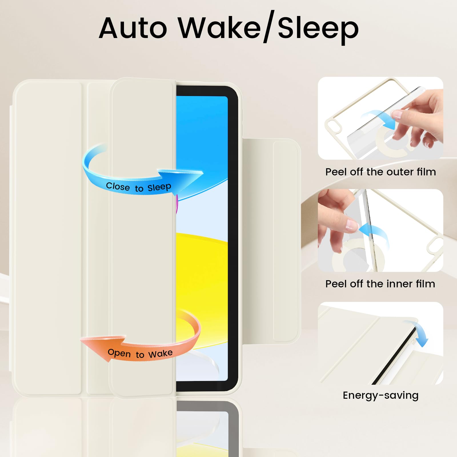 Transparente Schutzhülle für iPad A16 11. Generation 27,9 cm (11 Zoll) 2025 & iPad 10. Generation 2022, abnehmbare, magnetische, rotierende, transparente harte Rückseite aus Polycarbonat