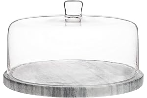 Galashield Marble Cake Stand with Dome | Glass Dome Cake Plate