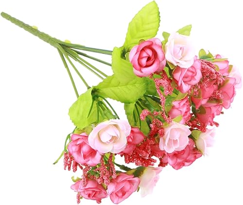 LIFKOME Flores artificiales, rosas artificiales, rosas de un solo tallo, plantas verdes, plantas sintéticas, accesorios de fotos para sesión de