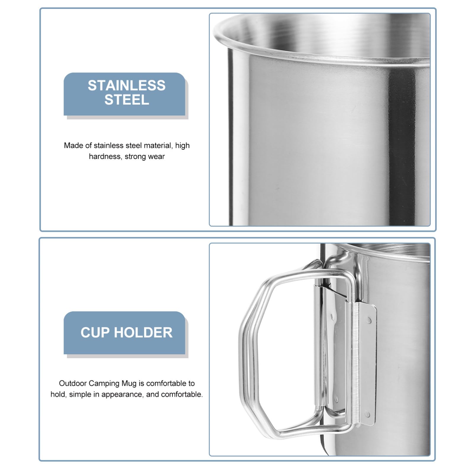 ibasenice 4 Ensembles Tasse De Camping Acier Inoxydable De Mug Pliant Pour Boissons Chaudes Et Froides Cup Pratique Pour Activités Plein Air Et Randonnée Pour Camping Pique 2 Pièces * 4