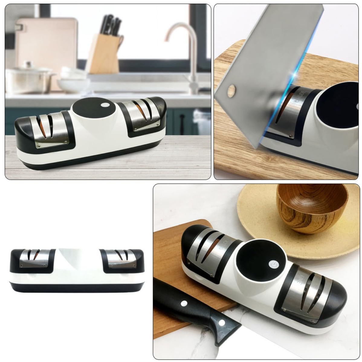 ibasenice Affilacoltelli Elettrico Usb, Affila-coltelli Rapido in Acciaio Inossidabile, 1800mah, per Coltelli da Cucina