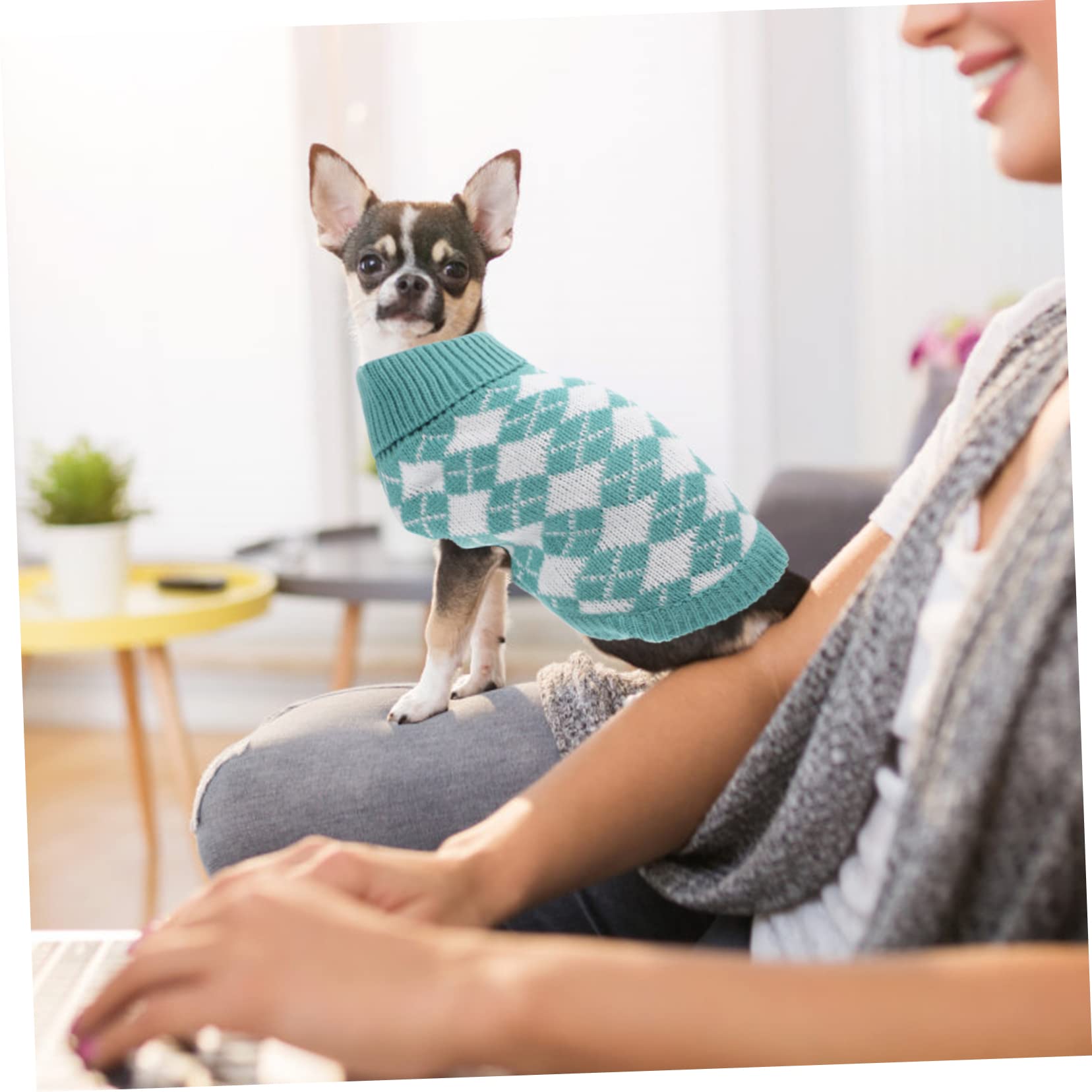 minkissy 4 Piezas suéter de Perro Abrigo de Invierno para Perro Mascota Disfraz de año Nuevo Trajes para Mascotas Mono para Perro Ropa de Chihuahua Mascota cálida Sudadera con Capucha Cuello suéter