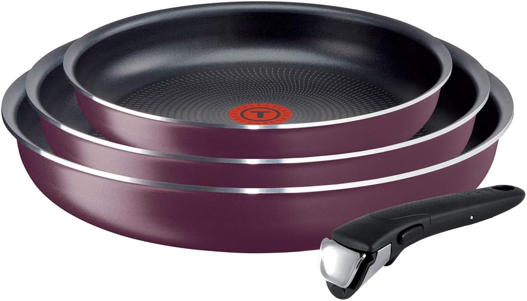 Tefal Ingenio Essential 4Piece Cookware Set, Frying Pans 22/24/26 cm, 1 Classic Black Handle