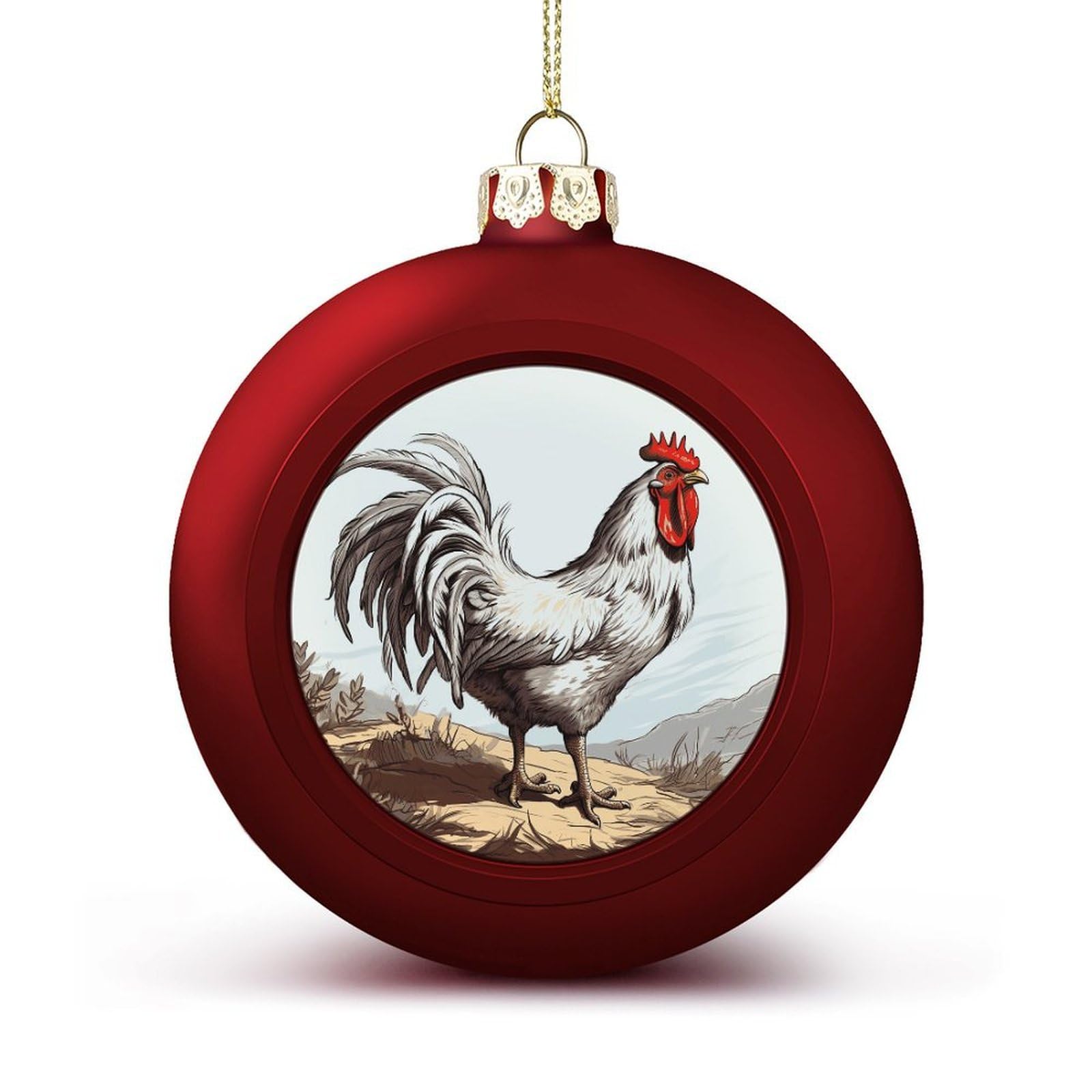 Chicken Sketch Christmas Balls Ornaments for Xmas Christmas Tree 1.6" Hanging Shatterproof Xmas Balls Hanging Decor Pendants for Holiday Party Outdoor Indoor DIY Craft Supplies