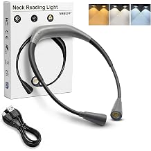 NBBUFF 1PC LED Neck Reading Light, 3 Color Book Light for Reading in Bed, 1200mAh Rechargeable Lamp, Flexible Arm with Outdoor Warning Lamp, Eye-Caring for Crochet, Travel, Book Lovers Gifts