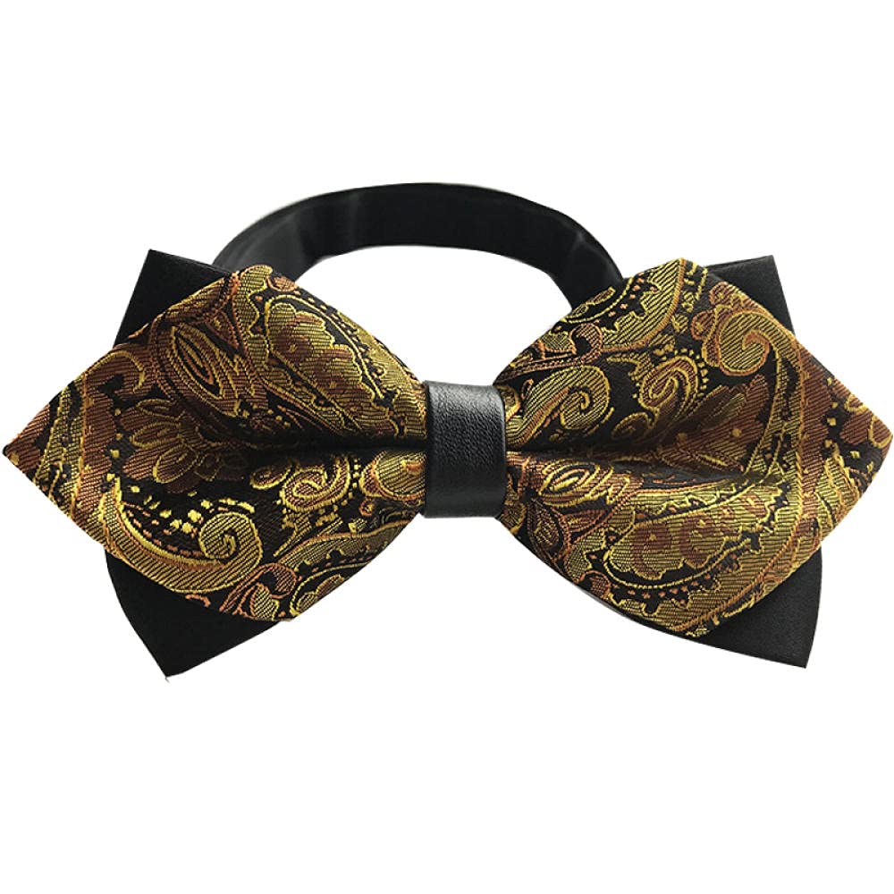Muszka Do Krawata Muszka Do Krawata Wstępnie Zawiązanadwuwarstwowa Męska Muszka 12 Cm Europa I Ameryka Casual Bow Wedding Groom Hosted Retro-Złoty Ciemny Kwiat