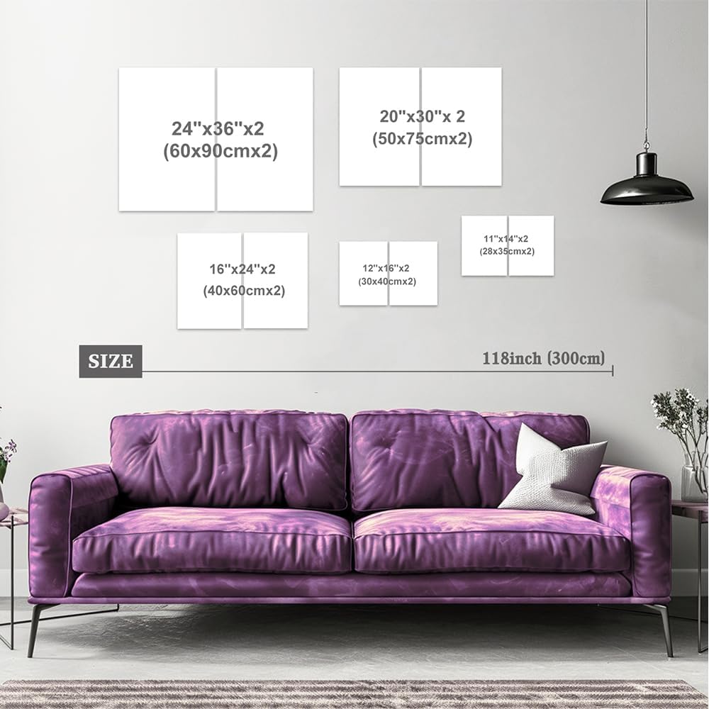 SWQYLB Sun Moon Wall Art Set of 2 Celestial Floral Wall Decor Tarot Canvas Painting Witchy Prints Artwork for Bedroom Home Decor Framed (12"x16"x2)