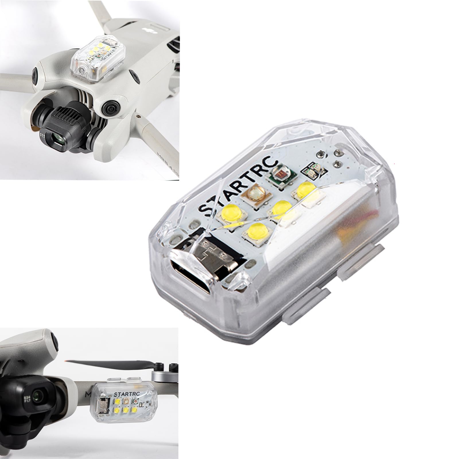 Luz estroboscópica para DJI Avata 2/Mini 4 Pro/Air 3 Drone Luz de vuelo nocturno Luces intermitentes de advertencia LED recargable universal para drones RC coches