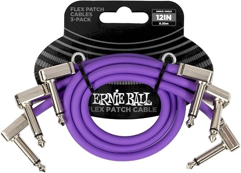 Ernie Ball Flex Patch Cable 12in - Purple - 3 Pack