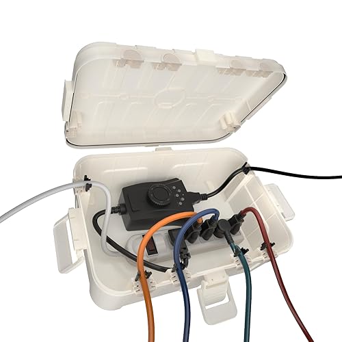 Miniatura 19 de Flemoon Caja eléctrica grande para exteriores (12.5 x 8.5 x 5 pulgadas), cubierta de cable de extensión impermeable IP54 resistente a la intemperie