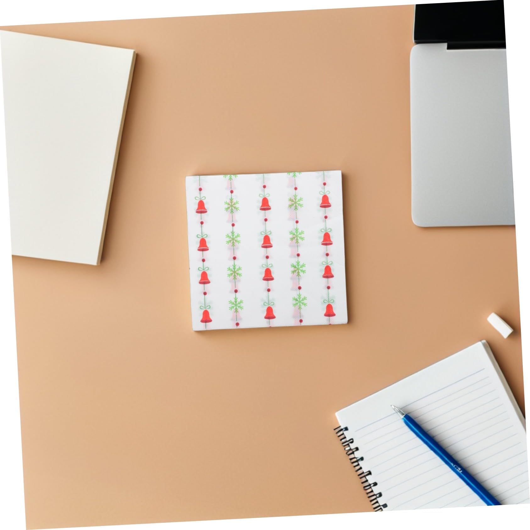 Beaupretty 120 Piezas Servilletas de Papel Navideñas Estampado de Campanas Estilo Retro Servilletas de Invierno Desechables para Decorar Fiestas de Navidad para Celebraciones Invernales