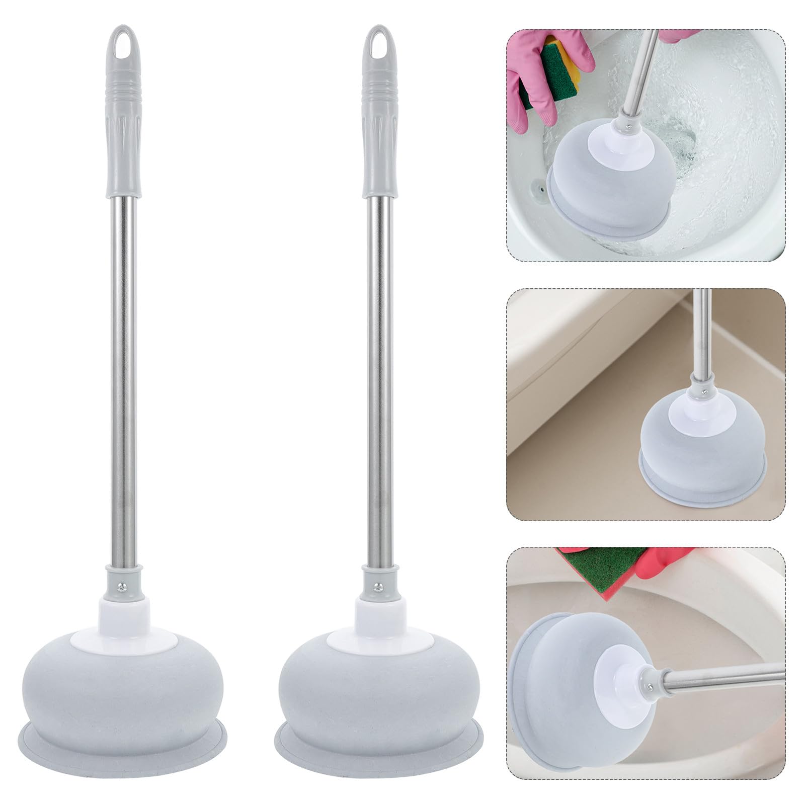 Toilettenpömpel 2 Stück mit Langem Griff Robuster Abflussreiniger für Bad Küche und Öffentliche Orte zur Effektiven Verstopfungsbeseitigung