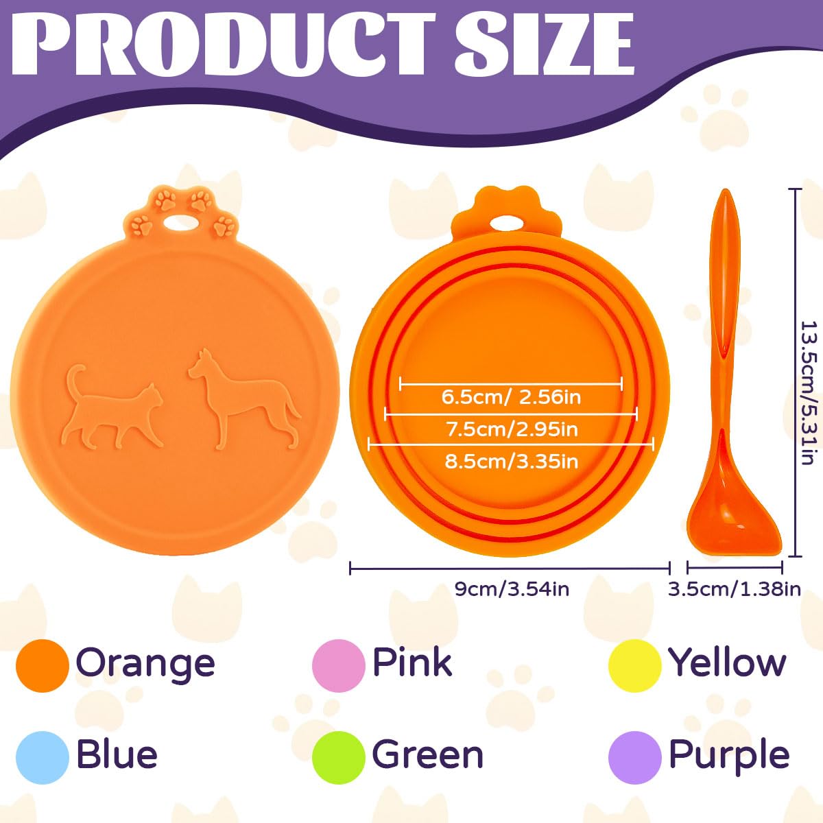 Lot De 6 Couvercles De Boîte De Nourriture pour Chat avec 6 Cuillères en Silicone 70g 85 G 200 G 400 G Couvercles pour Boîtes De Conserve, Couvercles pour Boîtes Alimentaires