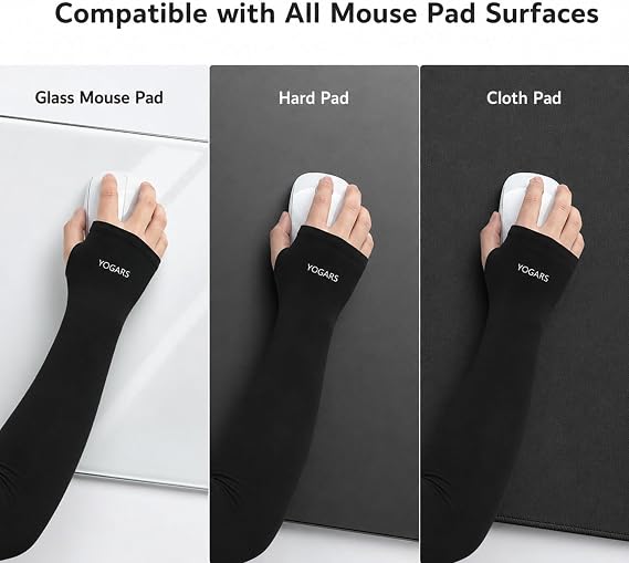 Gaming Arm Sleeve with Thumb Hole, Cooling Compression Sleeve for FPS Gaming, Anti-Sweat Arm Cover for Glass Mouse Pad, UV Protection Sports Sleeve for Men Women