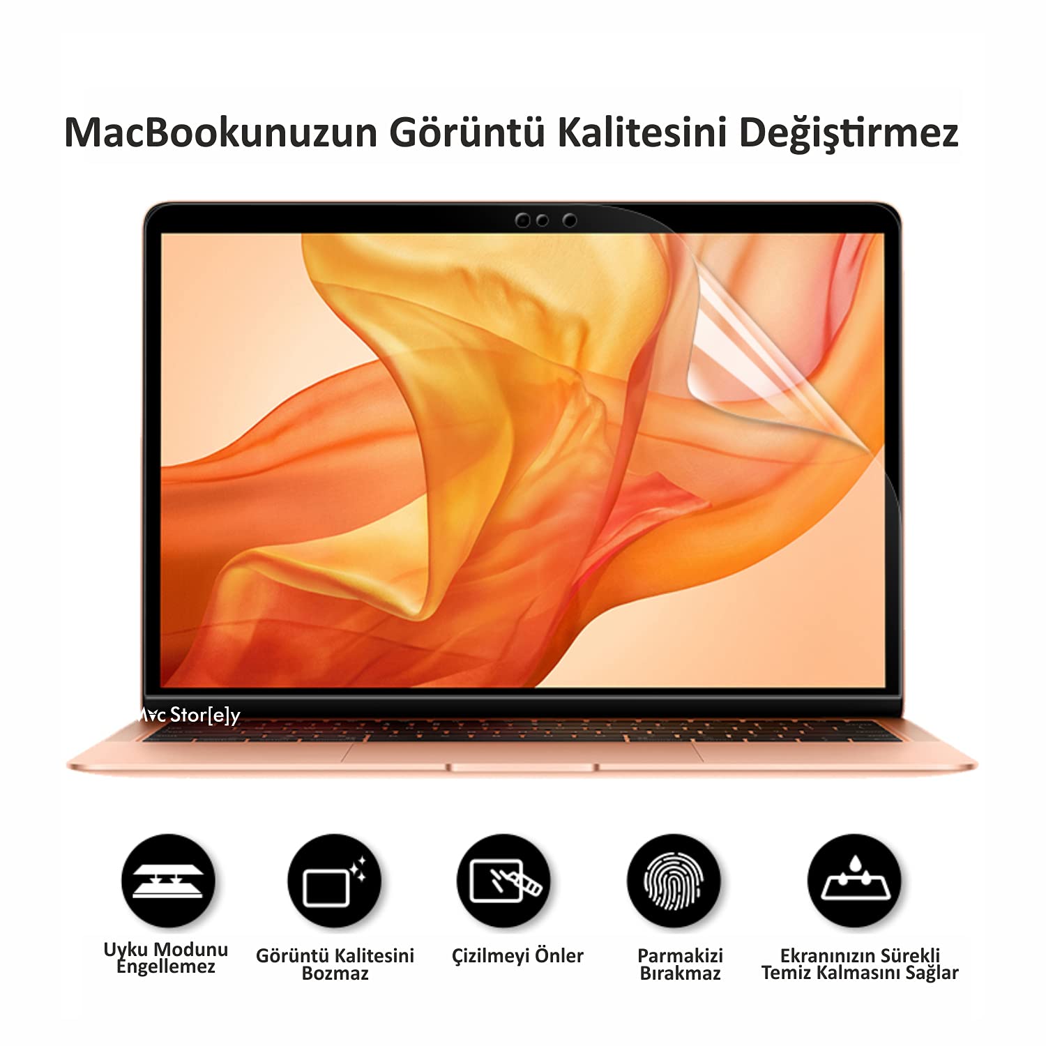 McStorey MacBook Pro Retina 13.3 A1425 A1502 Parlak Ekran Koruyucu Anti Scratch HD Şeffaf PET Film Çizilmeye Dayanıklı Kabarcıksız Kolay Uygulama Şeffaf