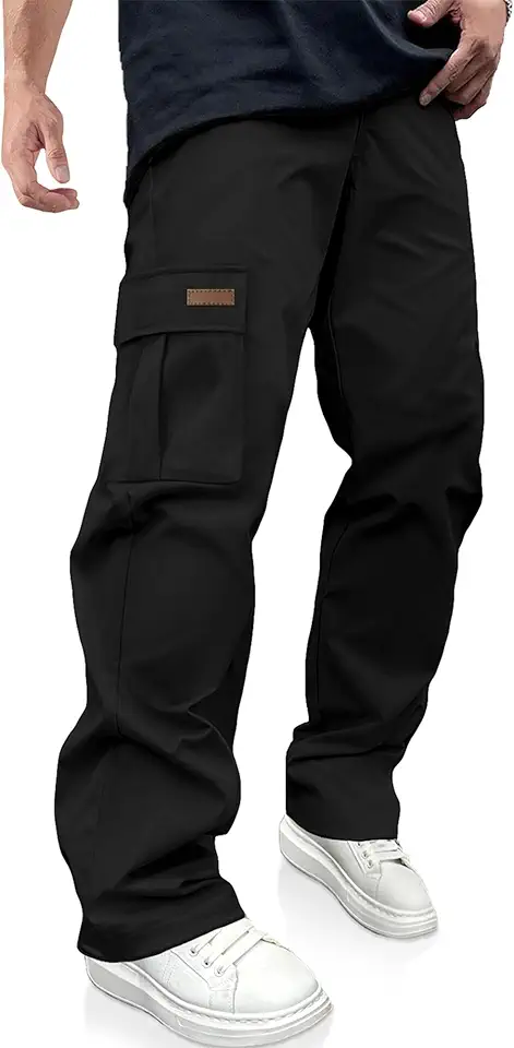 PLEPAN Men's Casual Cargo Pants Drawstring Hiking Pants Workout Tactical Joggers Sweatpants for Men