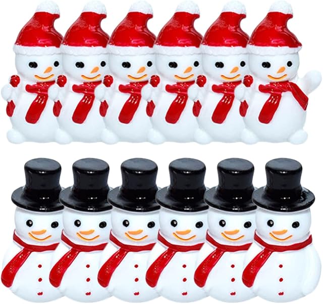Toyvian 20Pcs Mini Snowman Christmas Decorations, Christmas Miniature Figurines for Craft, Resin Snowman Figure Ornament for DIY Christmas Fairy Garfen, for Kids