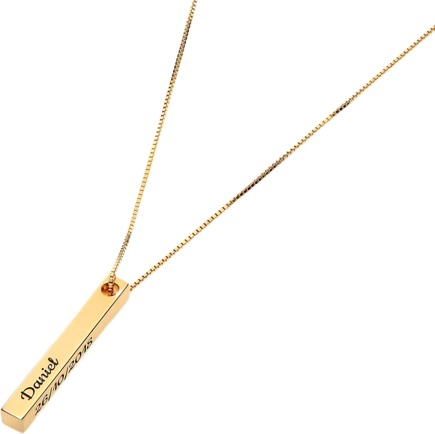 OAK & LUNA - Personalized Pillar Bar Necklace with Diamond Options - Custom Inscription Engraved Pendant - Up to 4 Names - Jewelry Gift for Women, Her, Mother For Mother's Day, Christmas