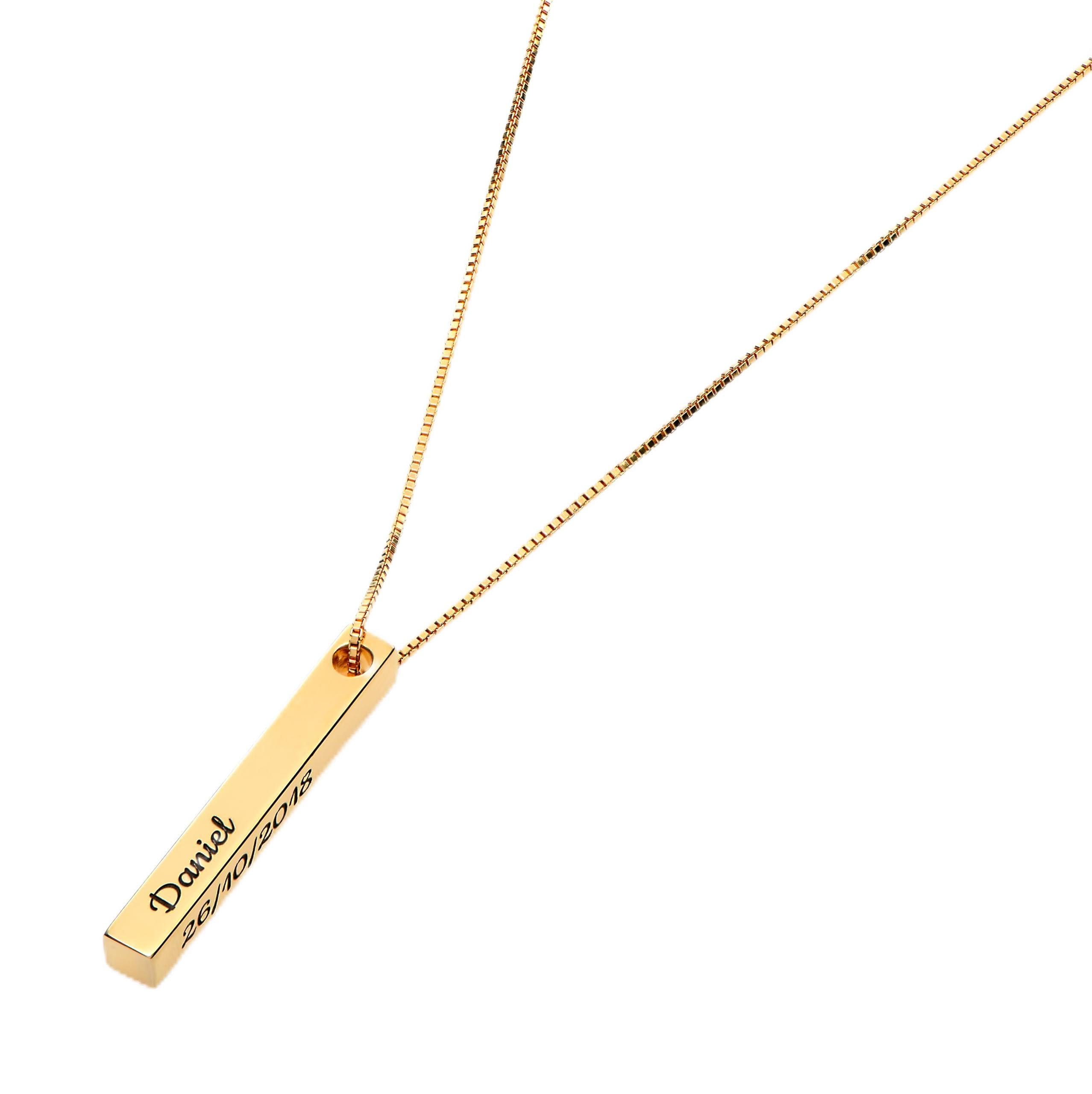 OAK & LUNAPersonalized Pillar Bar Necklace with Diamond Options - Custom Inscription Engraved Pendant - Up to 4 Names - Jewelry Gift for Women, Her, Mother For Mother's Day, Christmas, Various