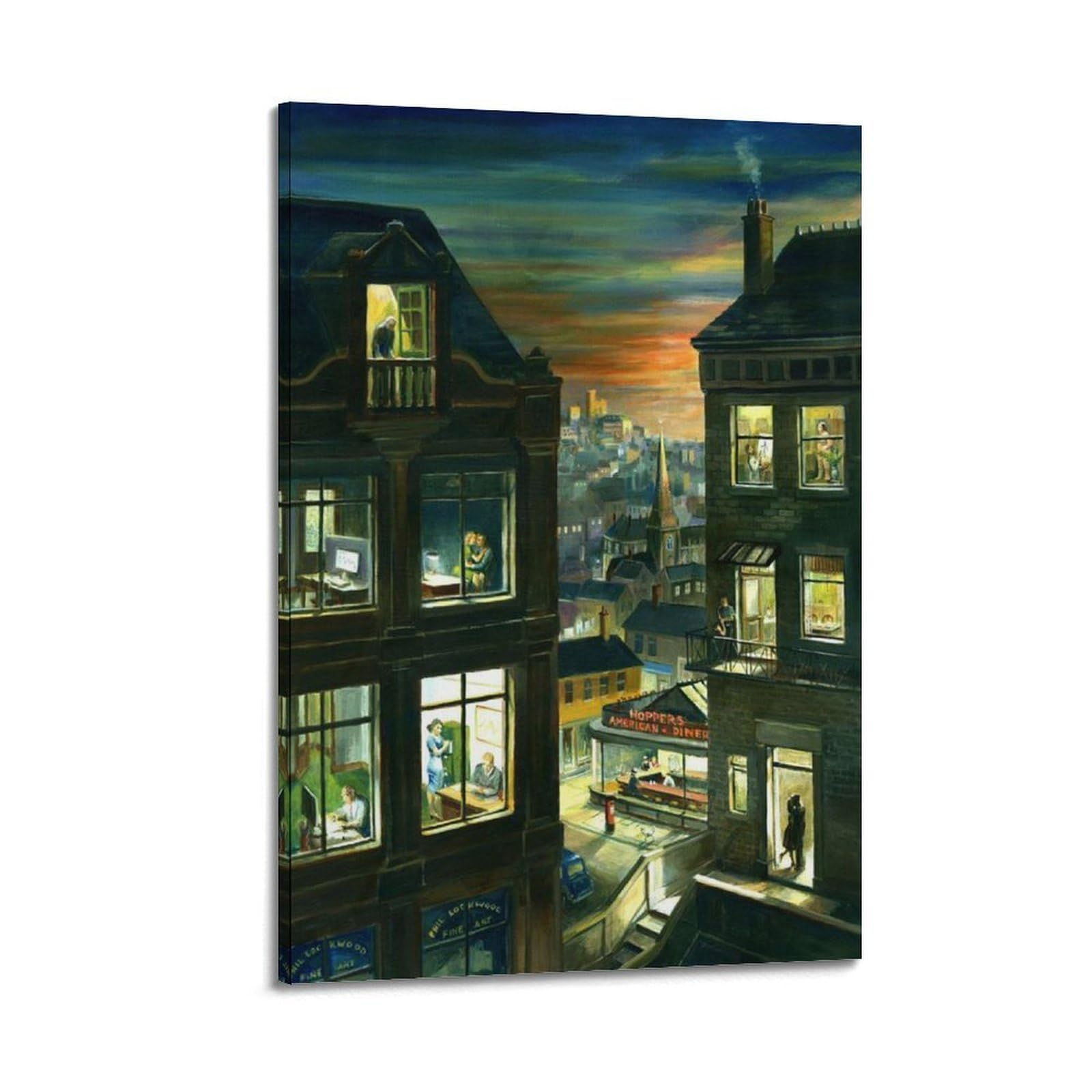SJWINER Edward Hopper Painting Aesthetic Cover Poster Design Painting for Living Room Bed Room 24x36inch(60x90cm) Frame-style