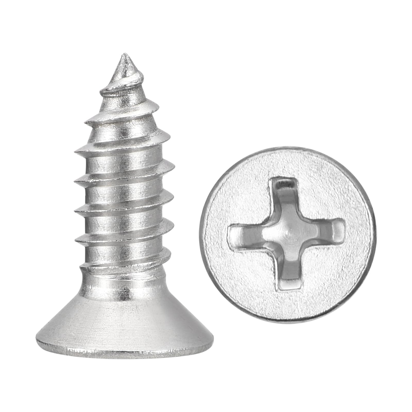 METALLIXITY Countersunk Phillips Wood Screw (#14x5/8") 20Pcs, 304 Stainless Steel Coarse Thread Phillips Drive Flat Head Wood Screws - for Furniture Installation Repair, Silver โ image 1