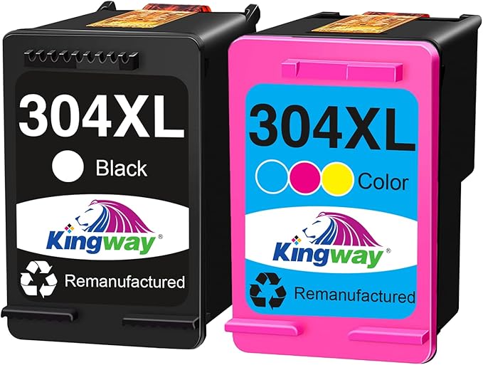 Kingway Cartuchos De Tinta Reanufacturados Para HP 304, 304XL, Negro