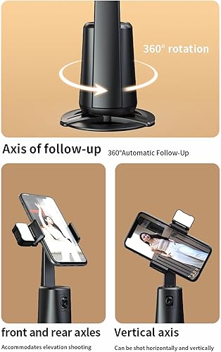 Miniatura 8 de Trípode de seguimiento facial automático con rotación de 360, sin aplicación, soporte de teléfono de seguimiento automático con soporte, control de