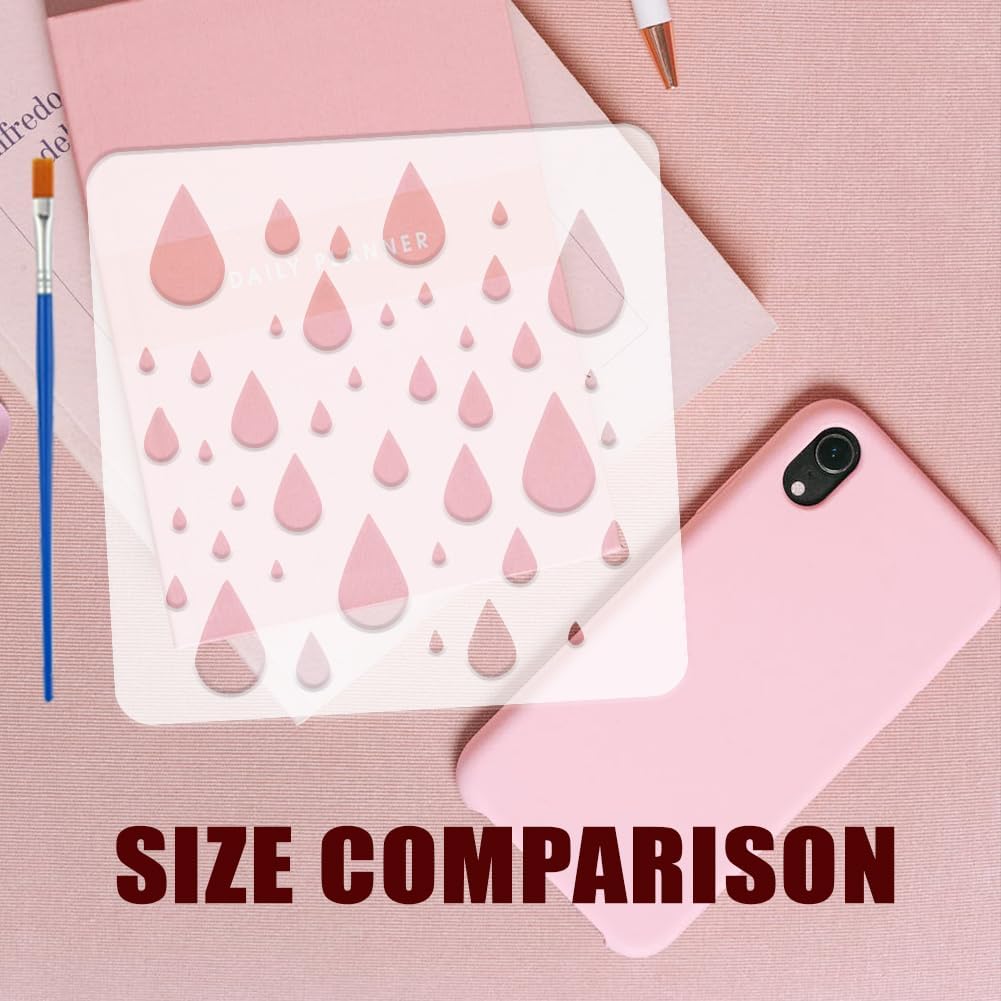 FINGERINSPIRE 4 PCS Rainy Background Painting Stencil 5.9x5.9inch Raindrop Template with Paint Brush Plastic PET Spring Summer Rain Splash Template Spring Theme Stencil for DIY Crafts